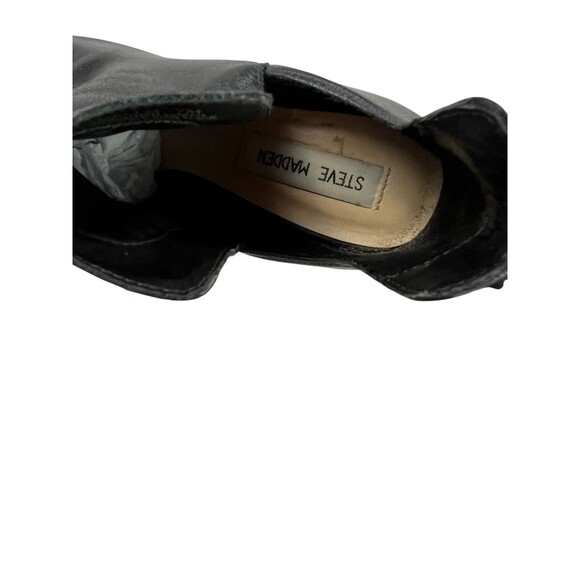 Steve Madden Peep-toe Cut-Out Nello Ankle Boots  Women's Size 7  Black Leather - Picture 6 of 11